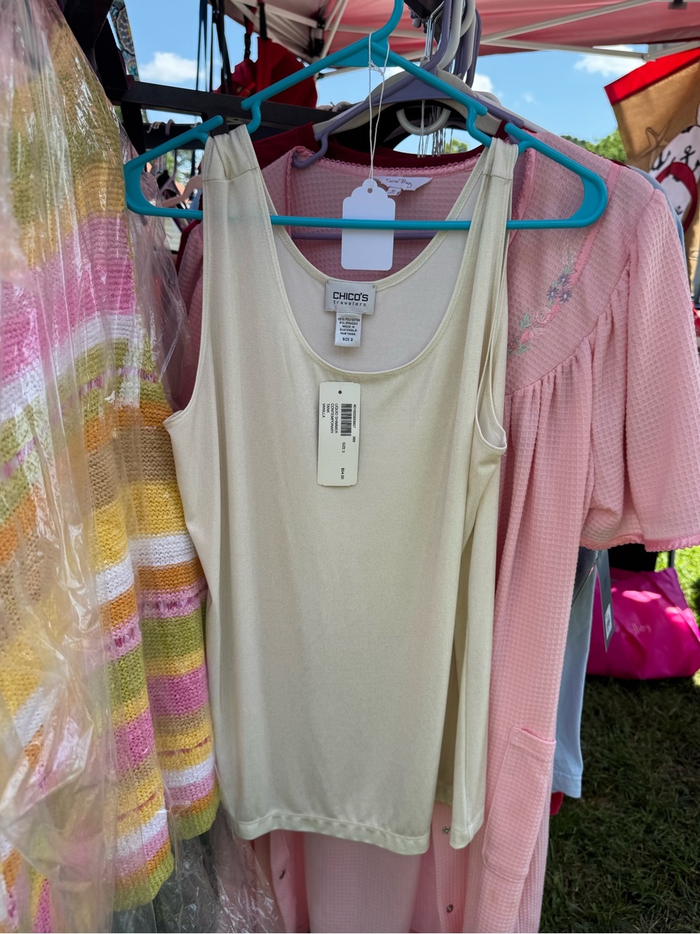 Chico's Shimmering Vanilla Scoop Neck Dress Tank Top
